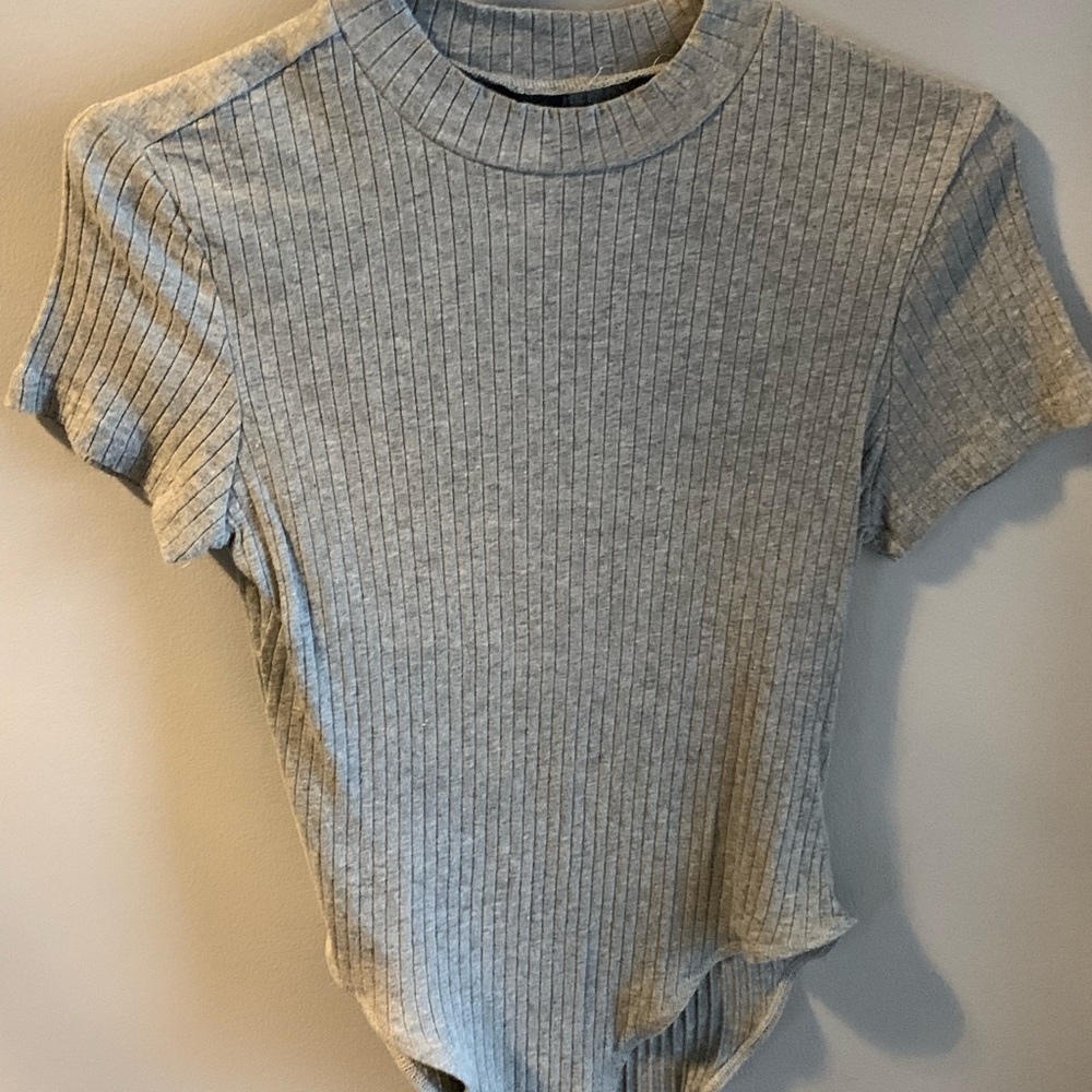 Grey mock turtle neck body suit